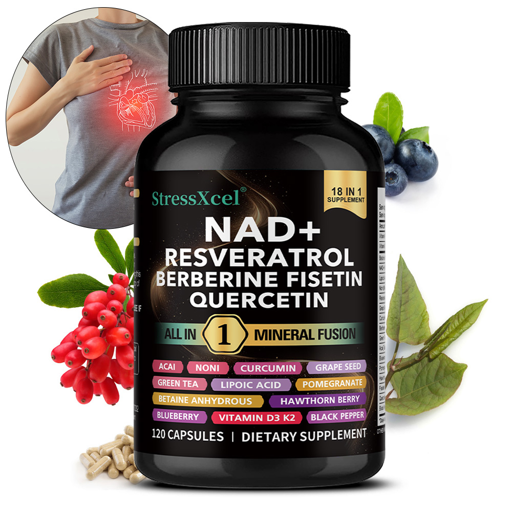 Resveratrol Capsule Anti Aging - Suplemento de NAD+ con Resveratrol, Quercetina