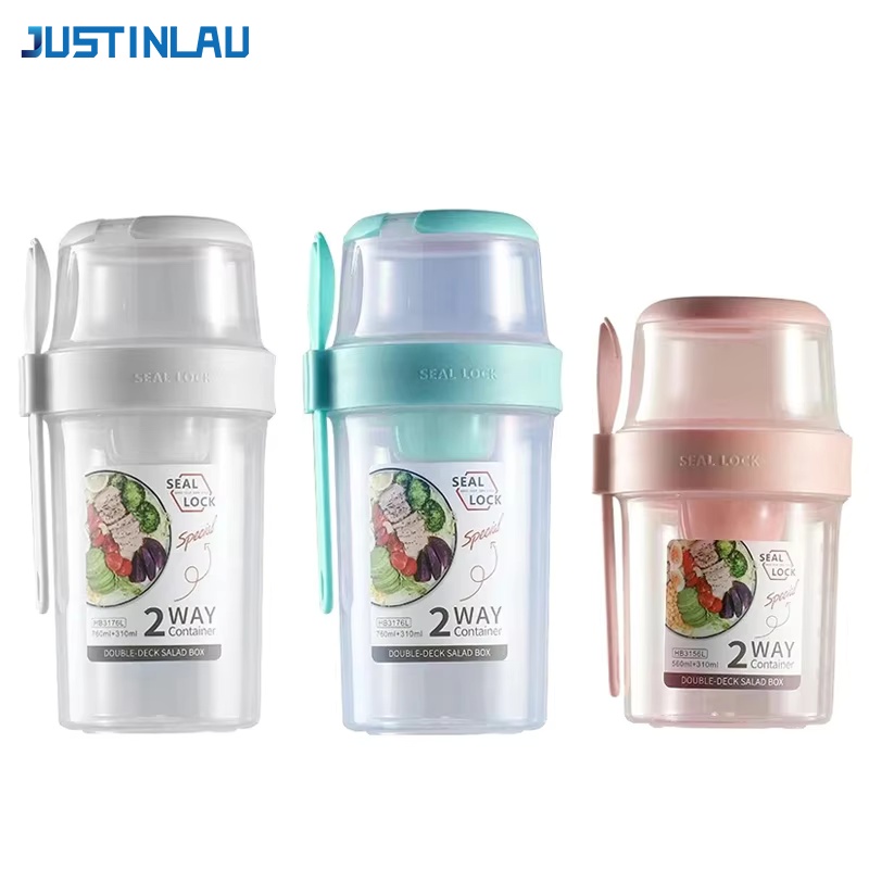 Nutrition And Fitness - JUSTINLAU Vaso Portátil para Ensaladas y